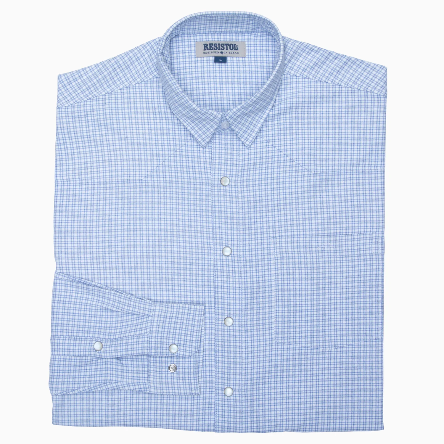 Resistol Performance Shirt - Blue and White Grid - Image 2